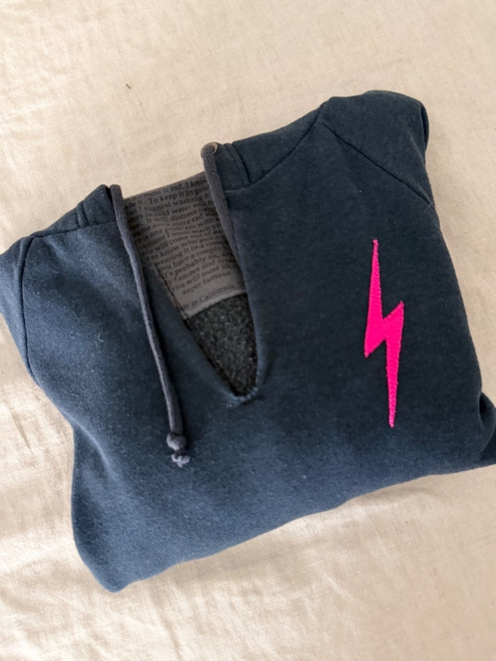 Aviator Nation Charcoal Neon Stripe Bolt Cropped Hoodie, Size M - Picture 7 of 9